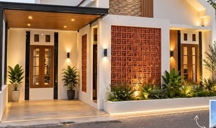Detail teras dan pintu masuk rumah setelah renovasi